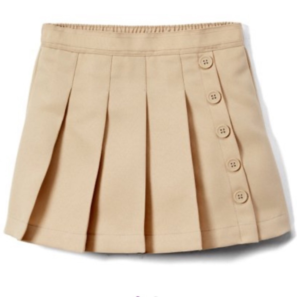 Khaki Pleaded Side-Button Skirt